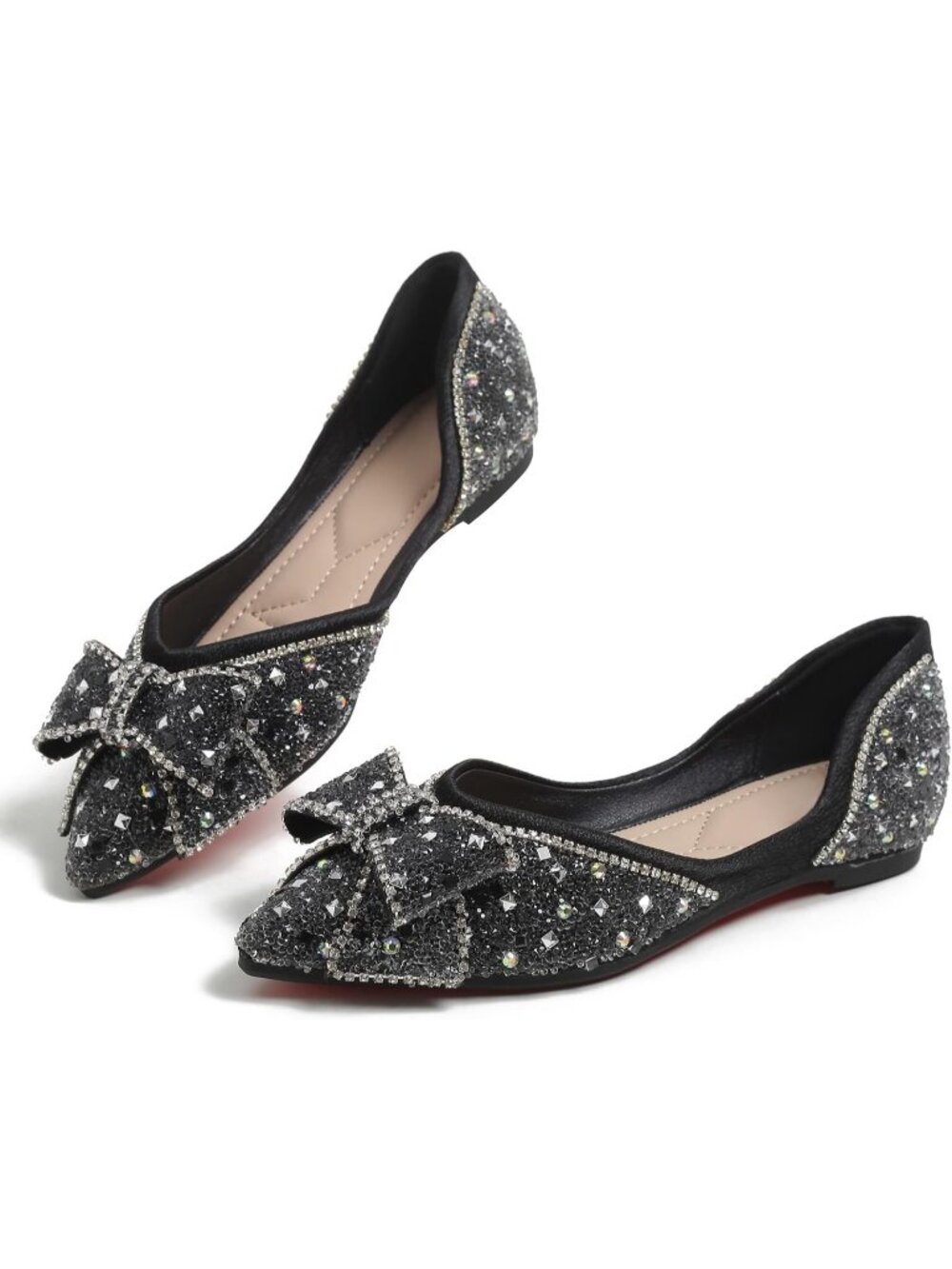 〽️Women's Black Flats Low Heel Comfort Pointed Toe Polyurethane Ballet Shoes